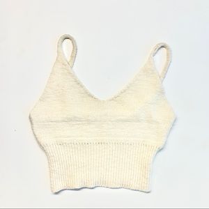 Knit V Neck Crop Tank  Bra Top